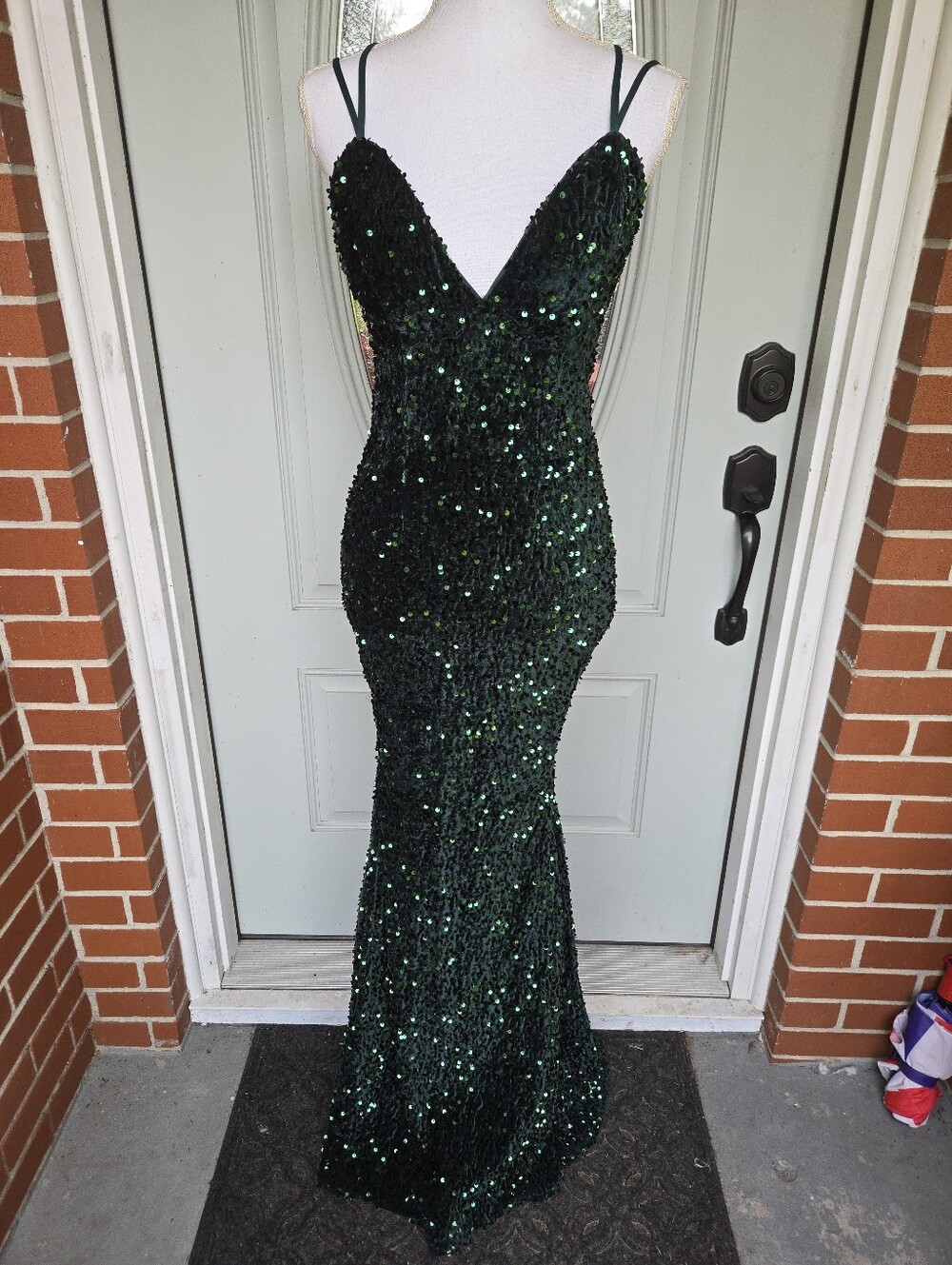 Faeriesty Green Plunge Sequin Gown